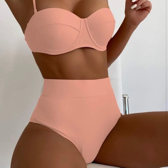 Tie Back Push Up Bikini Swimsuit with Lace Cover Up - Picture 5 of 5